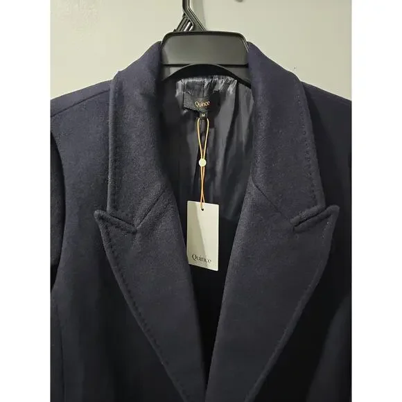 NWT Quince Italian Wool Double Breasted Coat Womens Medium Navy MSRP 190 - Picture 8 of 12